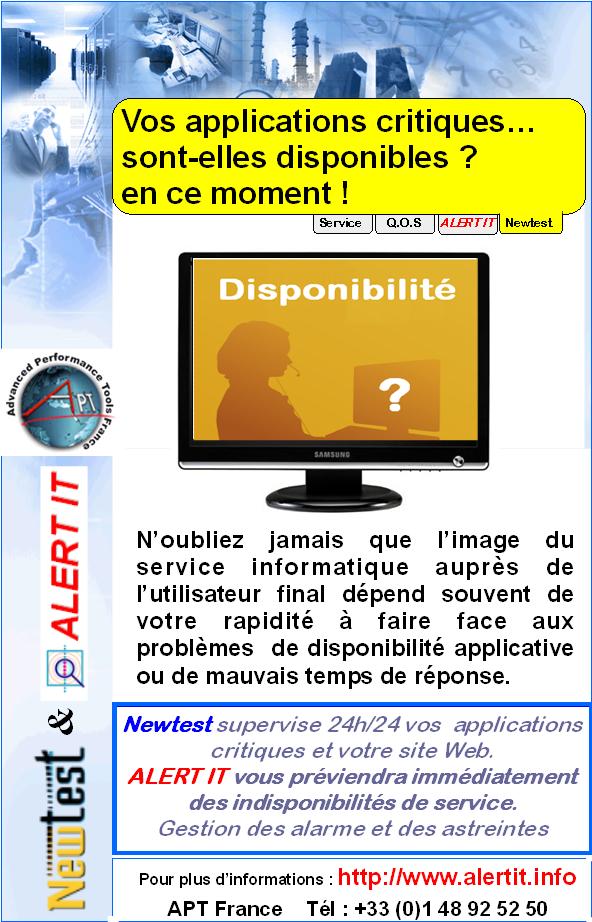 Application critiques sont elle disponible Newtest ALERT IT